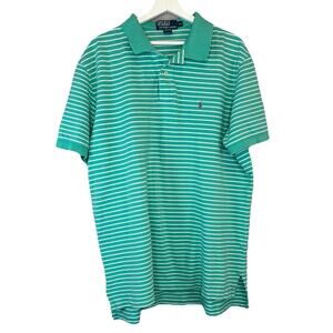 Vintage Polo Ralph Lauren Men's 2XL Mint Green Striped Polo Shirt Purple Pony